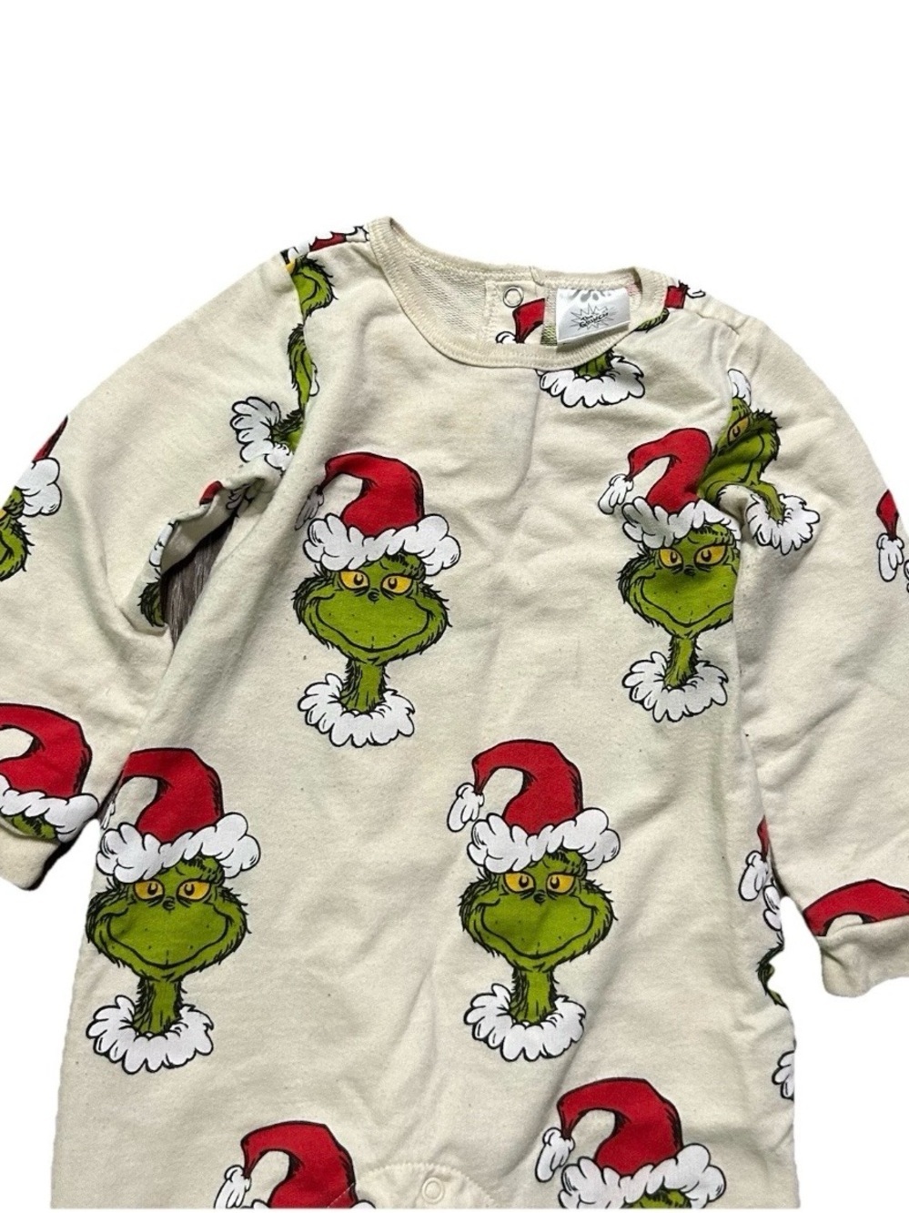 Toddler The Grinch Cream Coverall Christmas Holiday Winter Size 24 Months - Picture 3 of 5